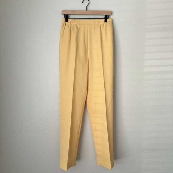 Vintage 90s Drapers & Damons Womens Yellow Pants Pleated Pull-On Stretch Size 8 - Picture 1 of 8